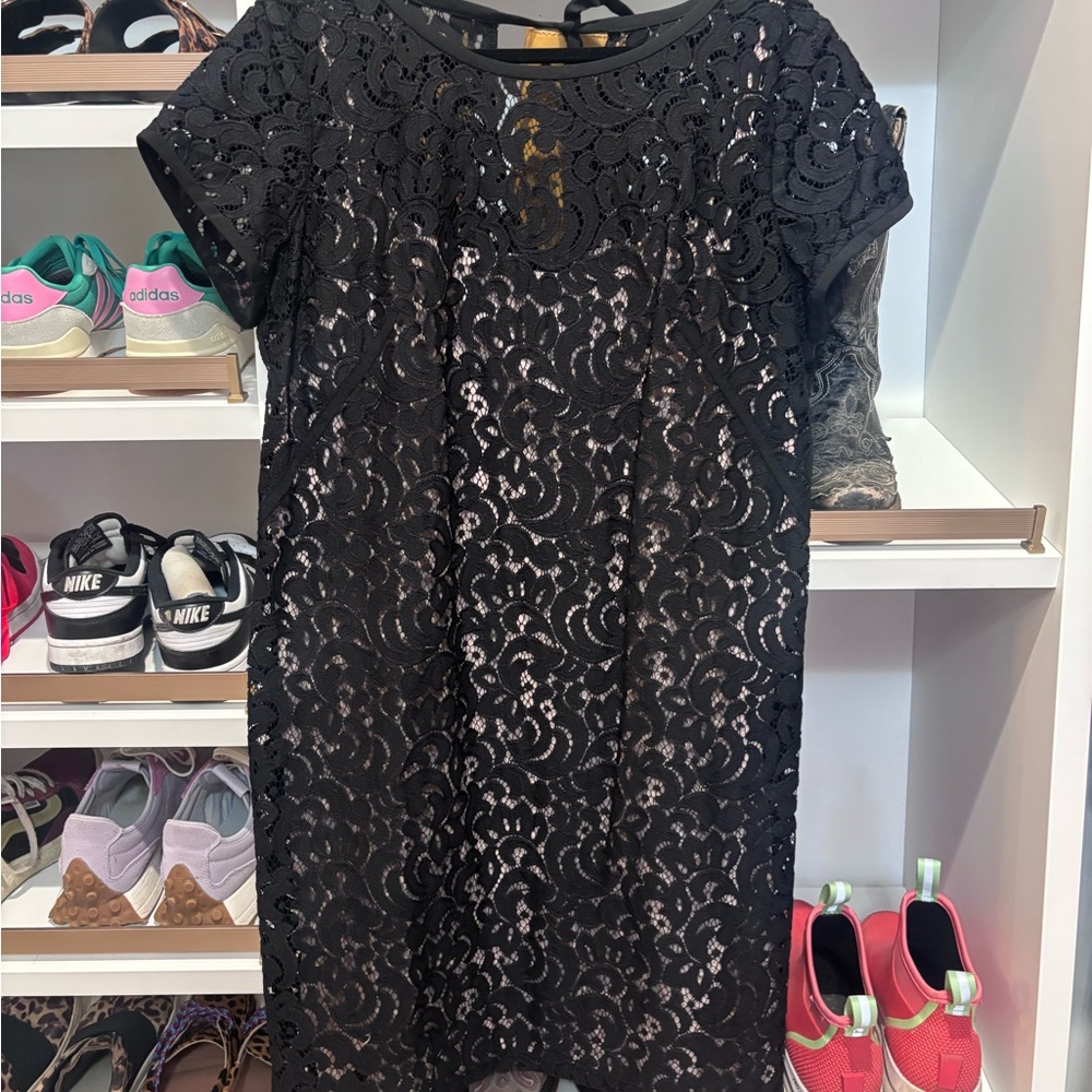 LOFT Black Lace Mini Dress